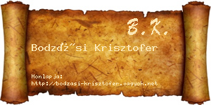 Bodzási Krisztofer névjegykártya